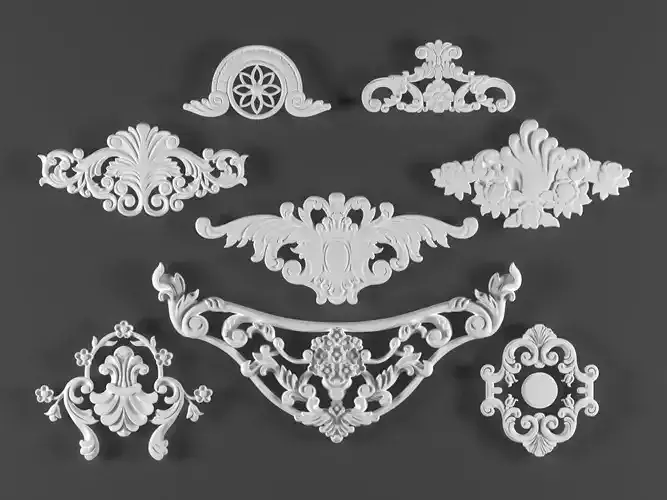 8 ornamental classic decoration 3d model kitbash vol 15