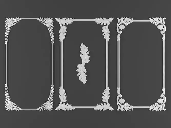 3 ornamental classic decoration frame  3d model kitbash vol 17 