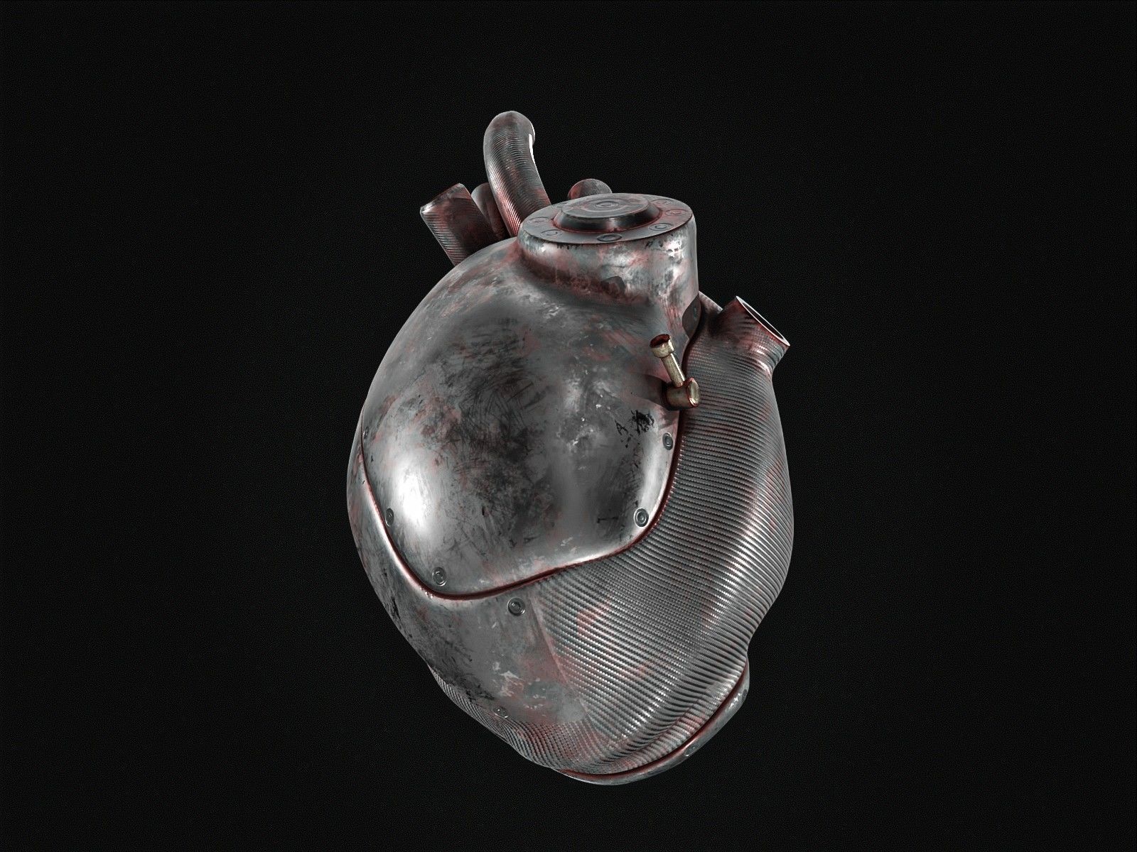 Sci-fi Steel Heart Low-poly 3D model_6