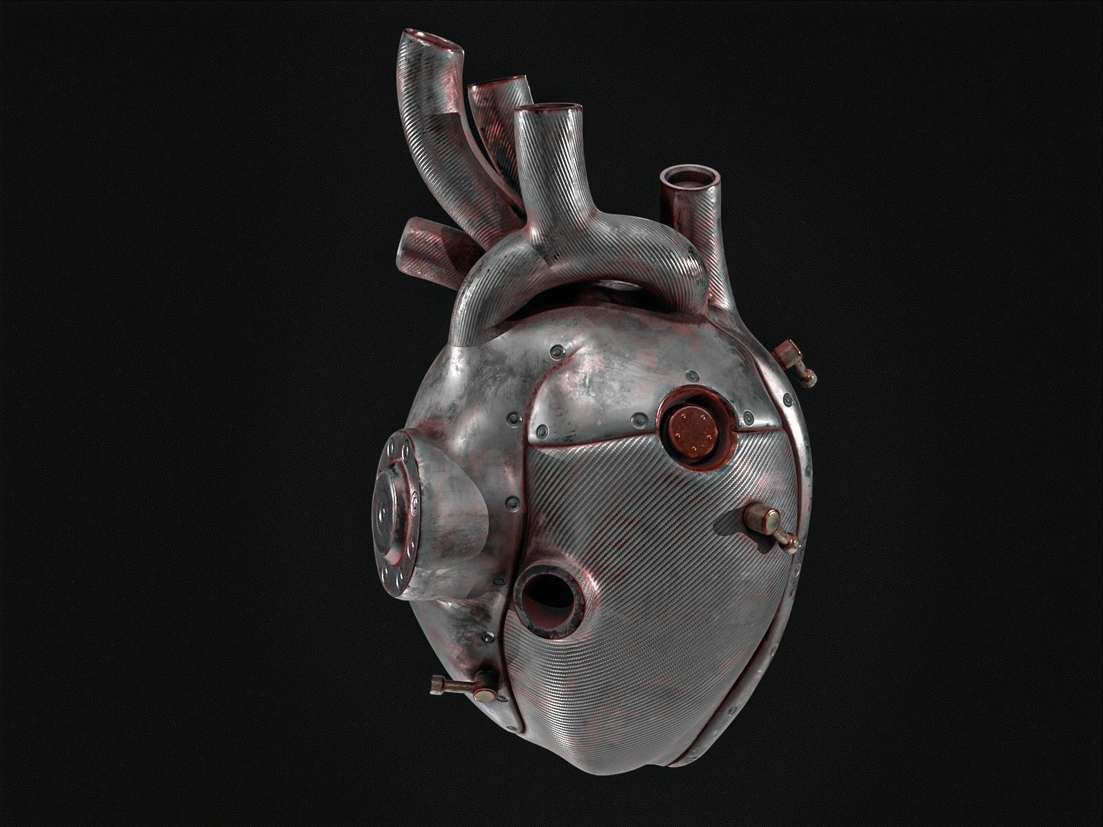 Sci-fi Steel Heart Low-poly 3D model_10