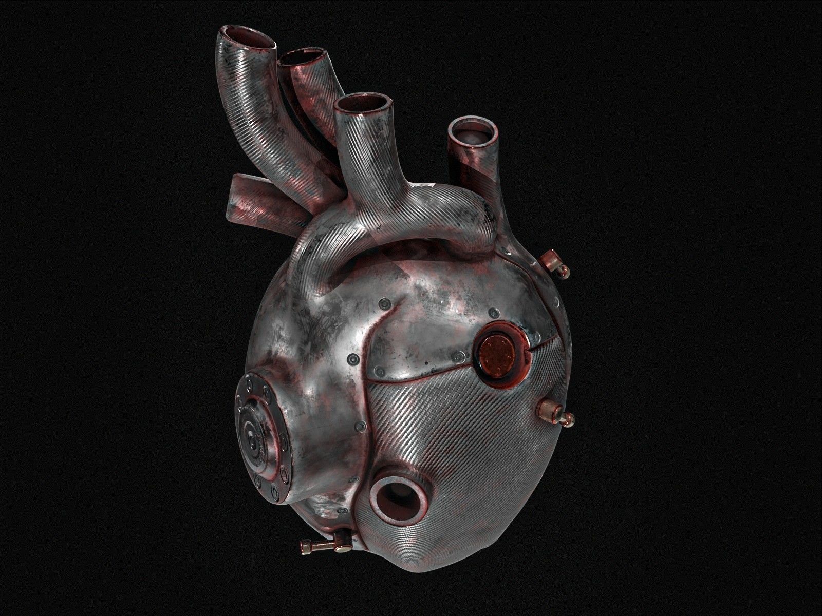 Sci-fi Steel Heart Low-poly 3D model_3