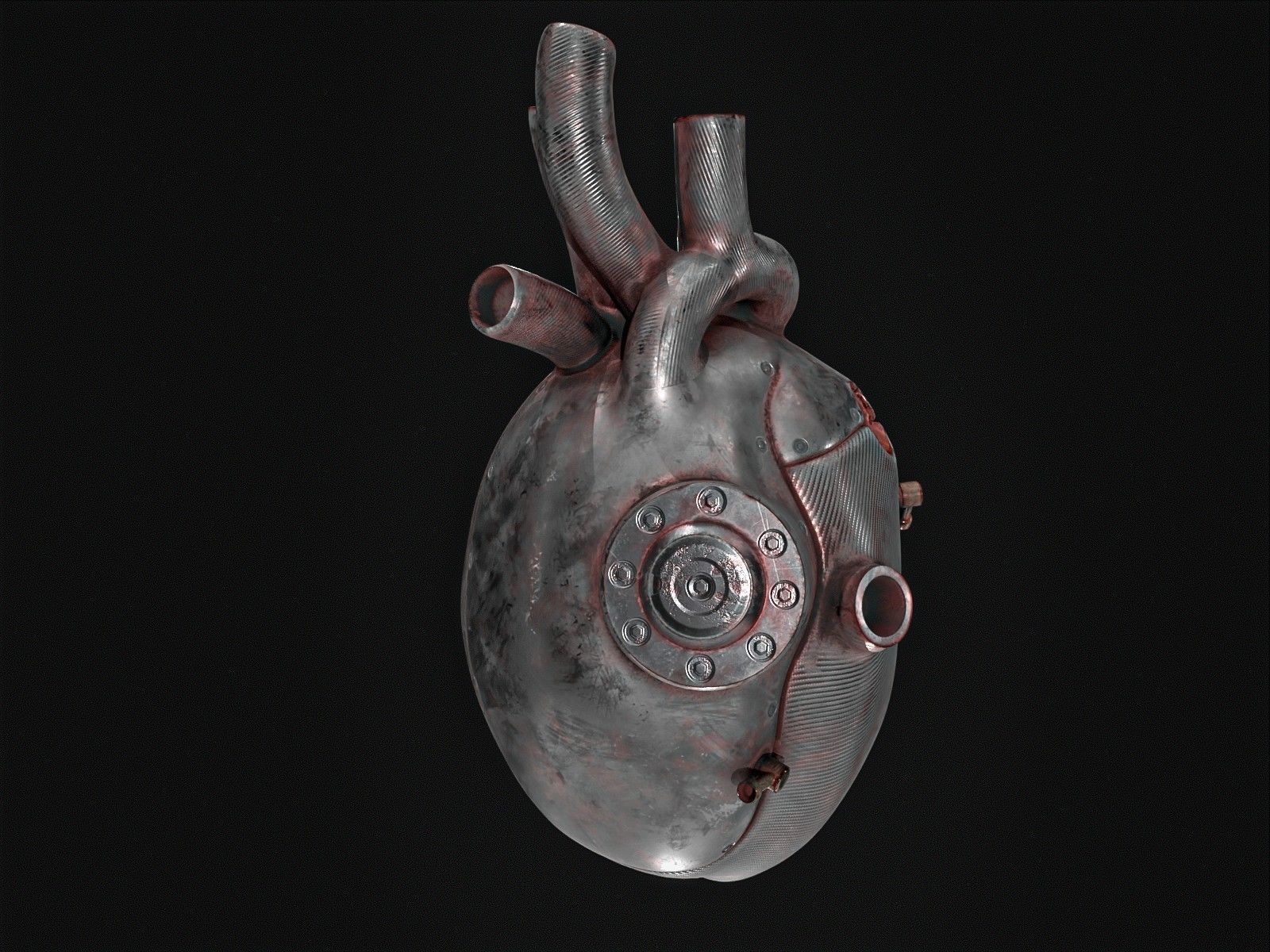 Sci-fi Steel Heart Low-poly 3D model_12