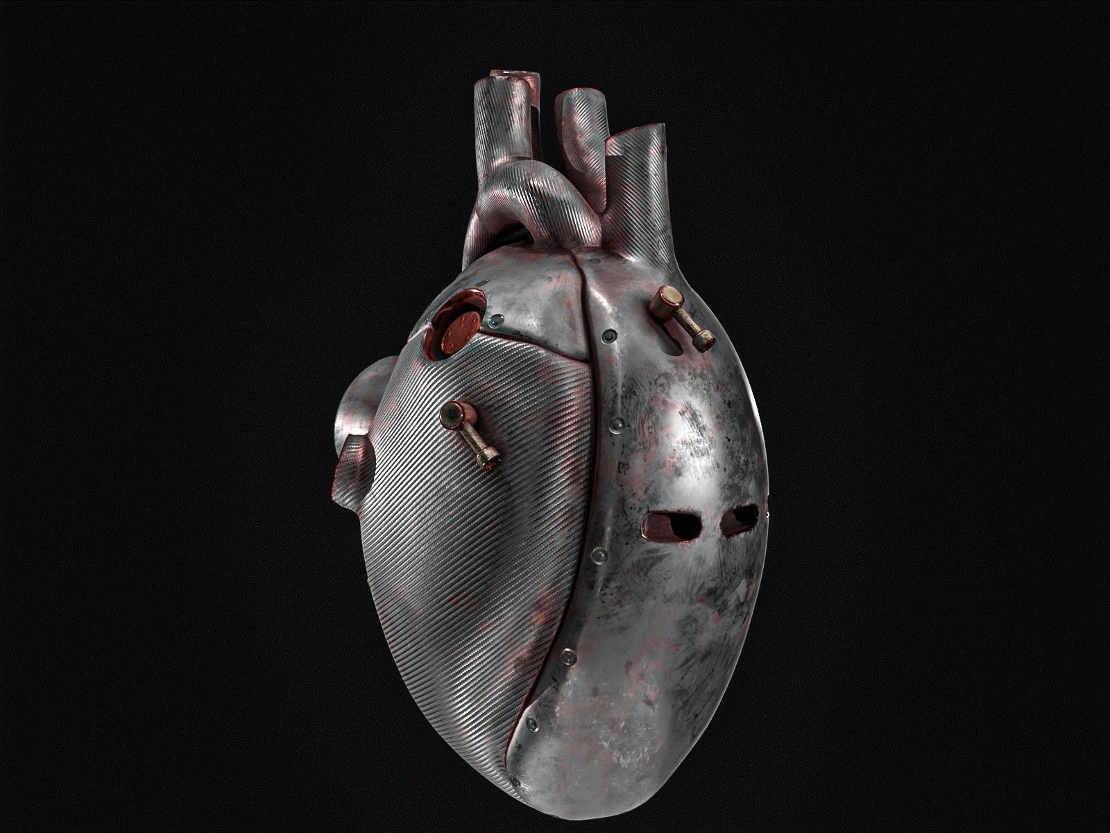 Sci-fi Steel Heart Low-poly 3D model_2