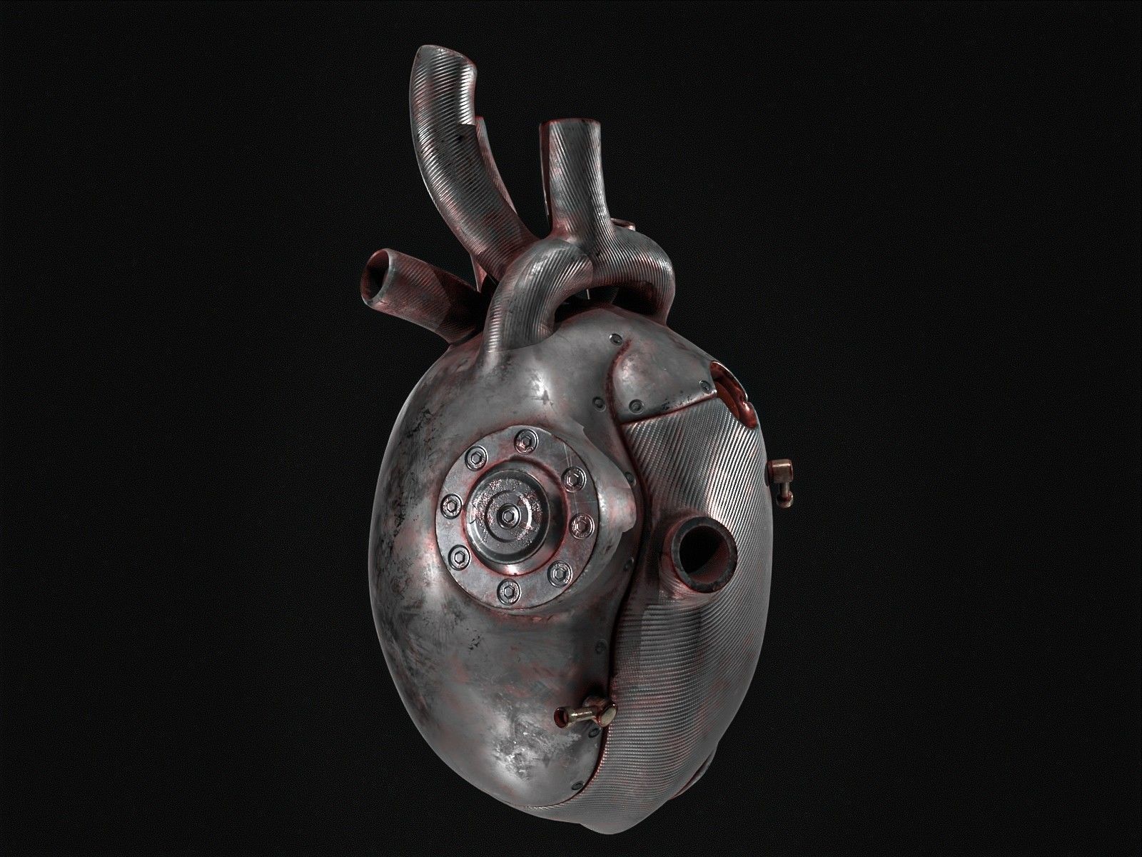 Sci-fi Steel Heart Low-poly 3D model_4