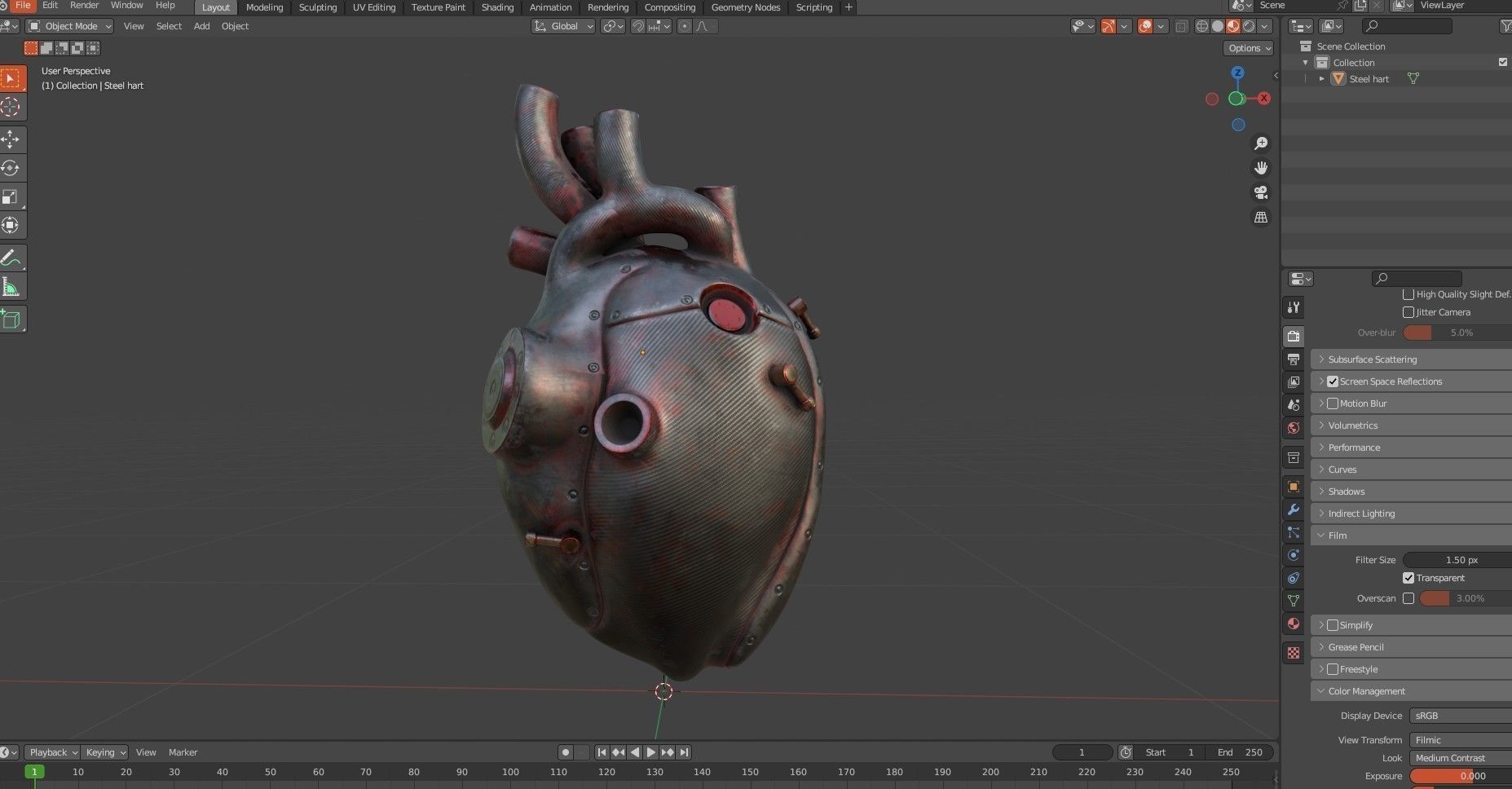 Sci-fi Steel Heart Low-poly 3D model_13