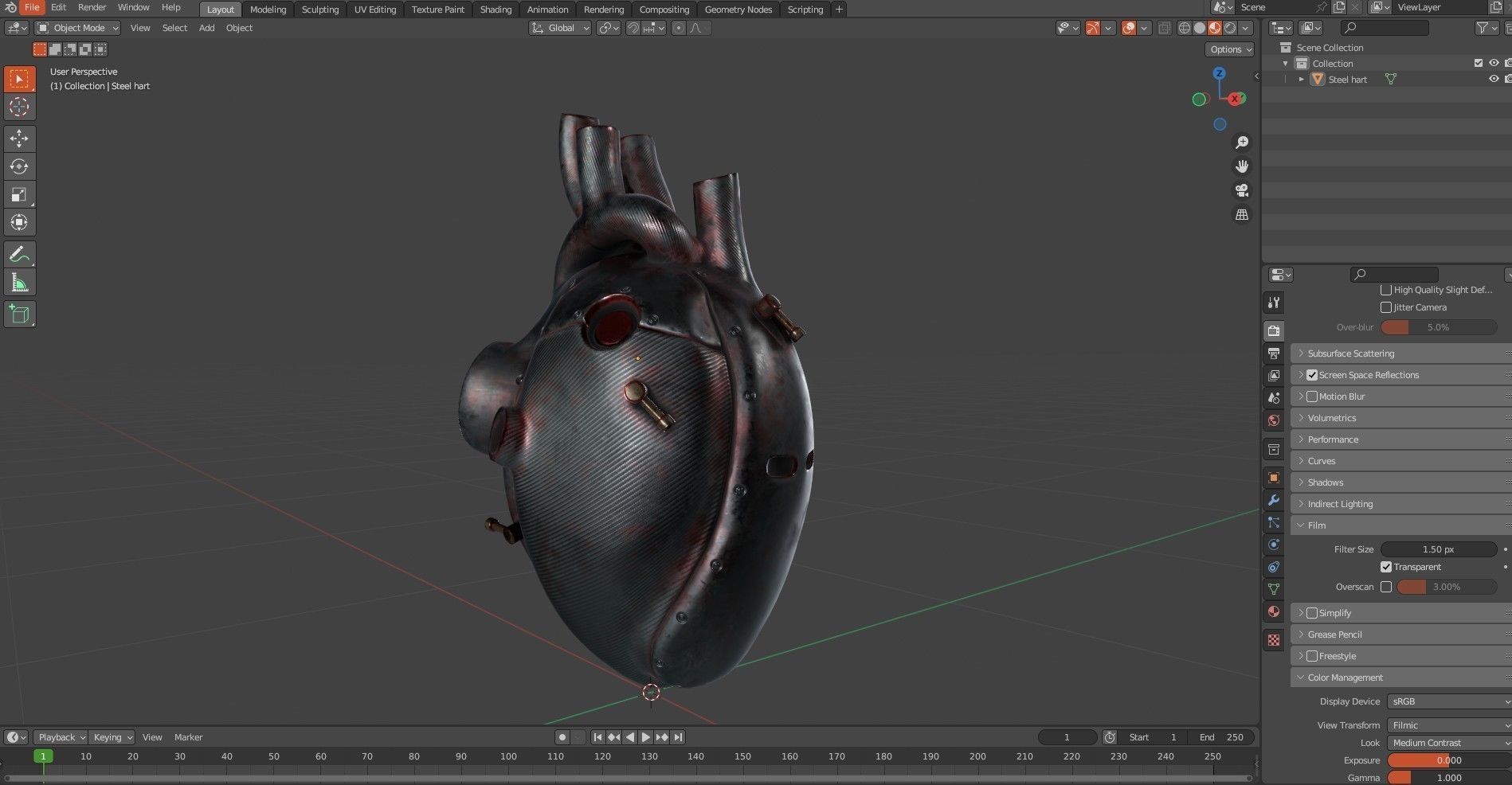 Sci-fi Steel Heart Low-poly 3D model_14