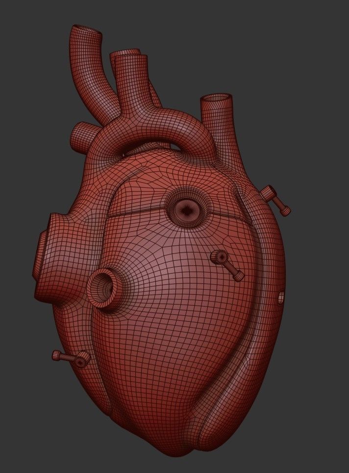 Sci-fi Steel Heart Low-poly 3D model_16