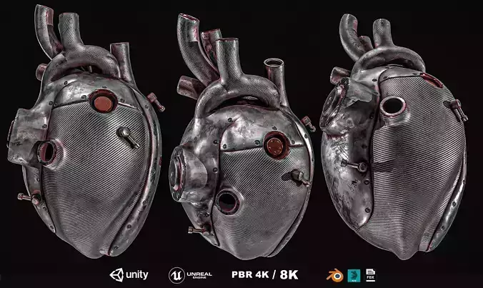 Sci-fi Steel Heart Low-poly 3D model