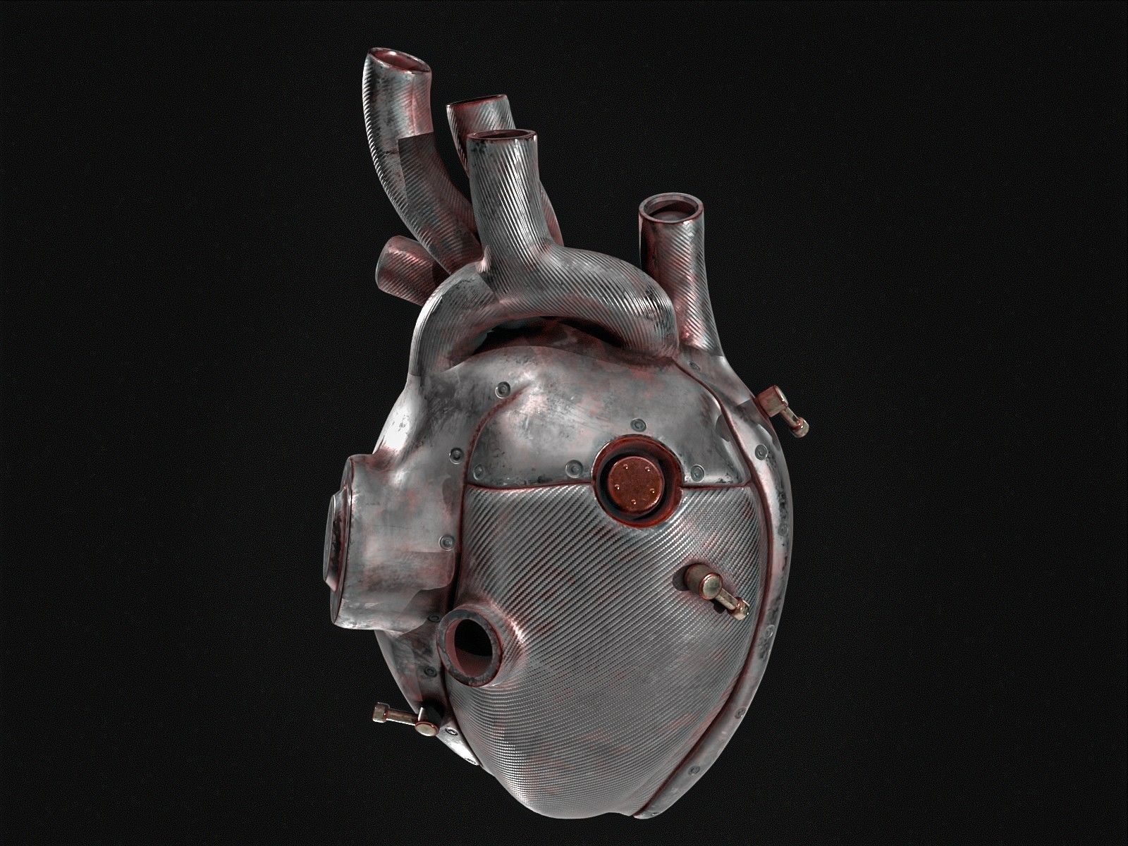 Sci-fi Steel Heart Low-poly 3D model_7