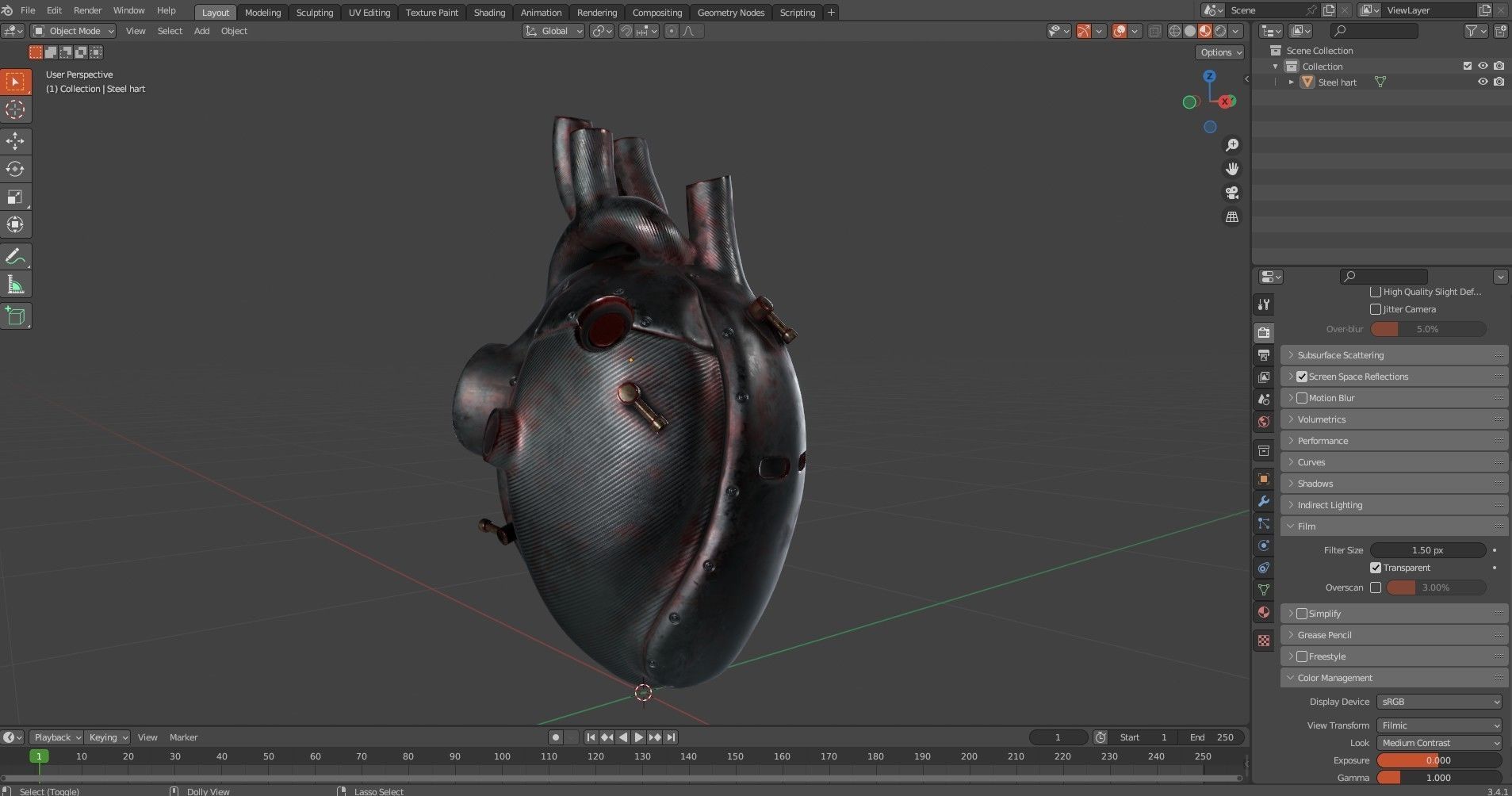 Sci-fi Steel Heart Low-poly 3D model_15