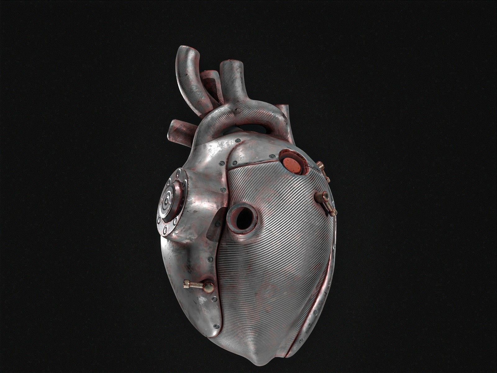 Sci-fi Steel Heart Low-poly 3D model_8