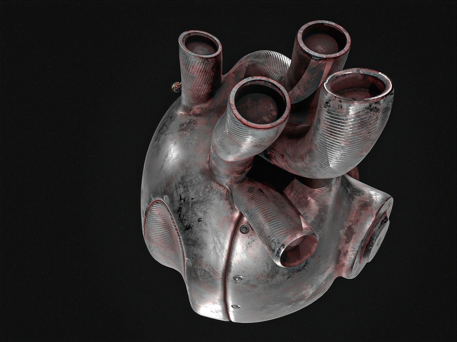 Sci-fi Steel Heart Low-poly 3D model_9