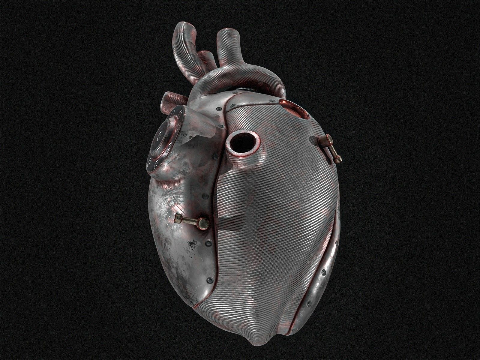 Sci-fi Steel Heart Low-poly 3D model_1
