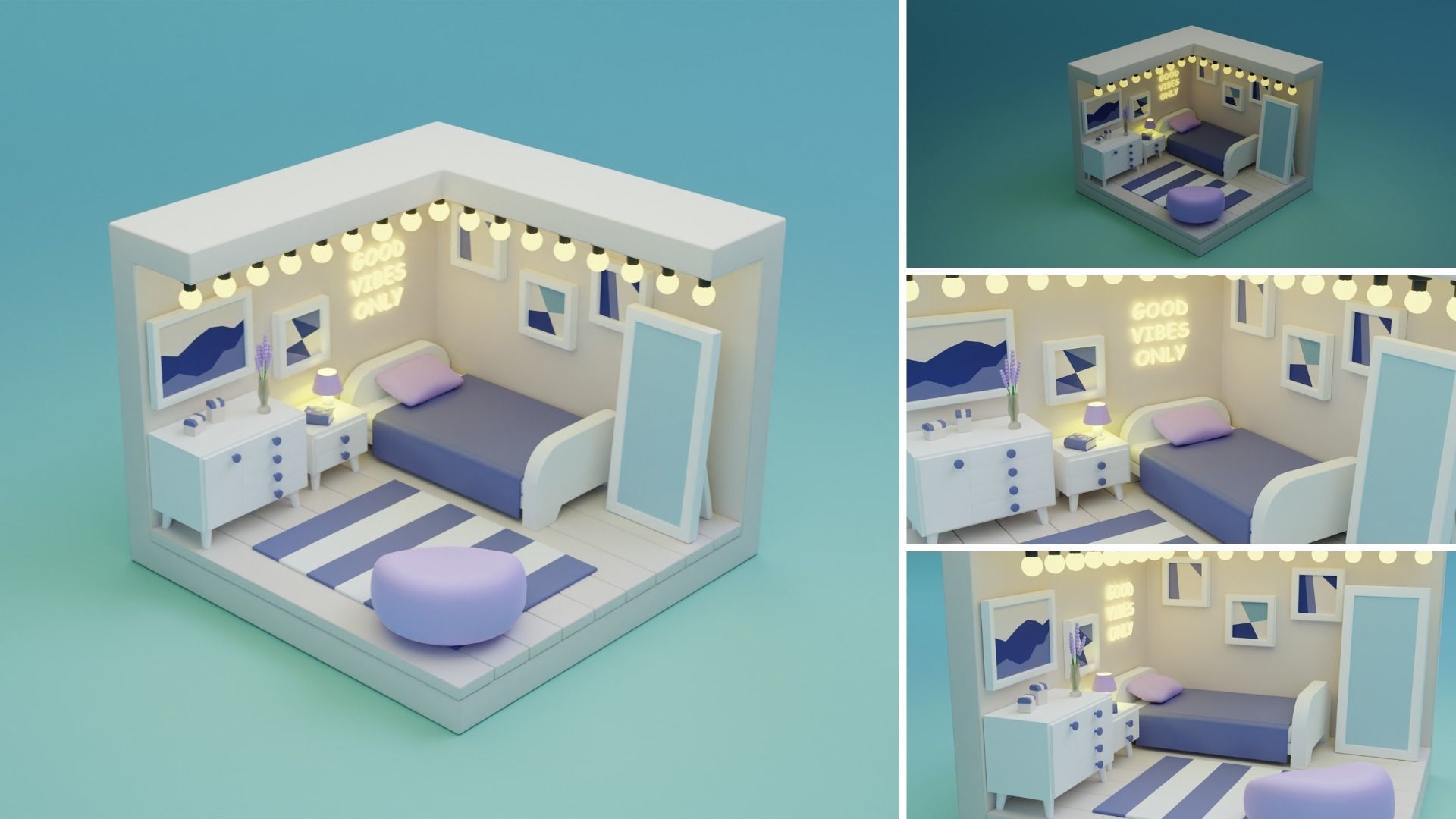 3D model Cozy Cartoon Rooms Interior VR / AR / low-poly | CGTrader