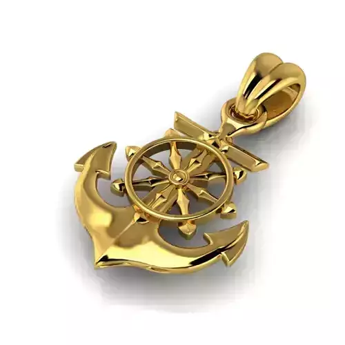 Anchor Pendant With Ship Wheel pendant necklace charm 