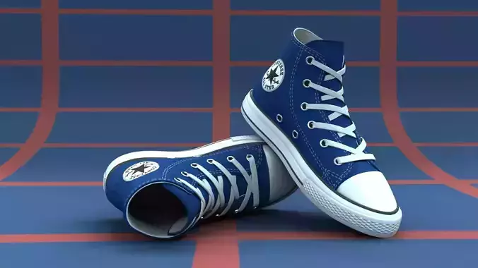 3D PBR Textures Footwear Shoes Color Blue  Low-poly 3D model