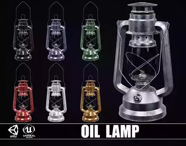 Mine Oil Lamp Lantern Low-poly 3D model
