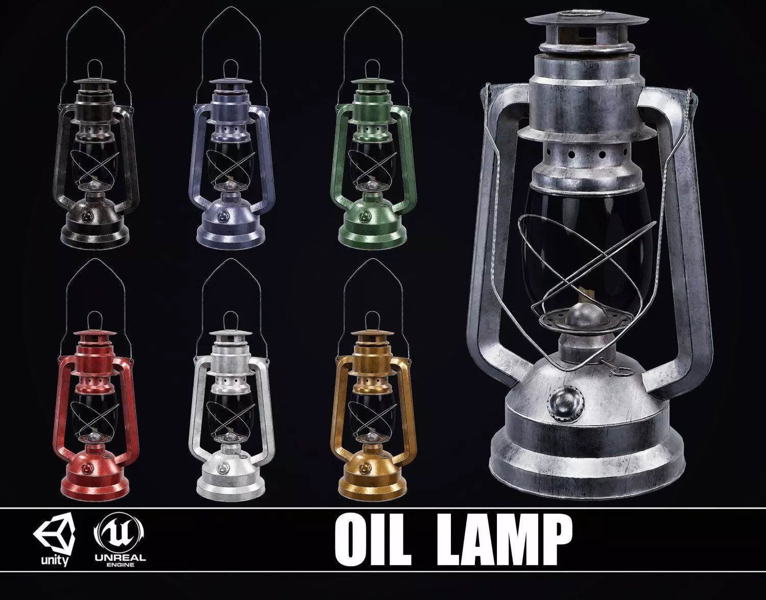 Mine Oil Lamp Lantern Low-poly 3D model_0