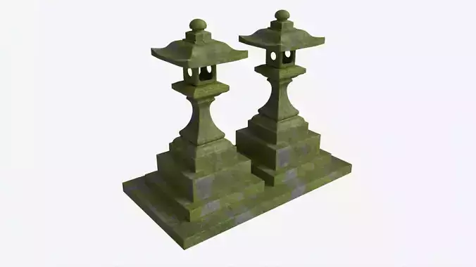 Stone Moss Temple Lantern