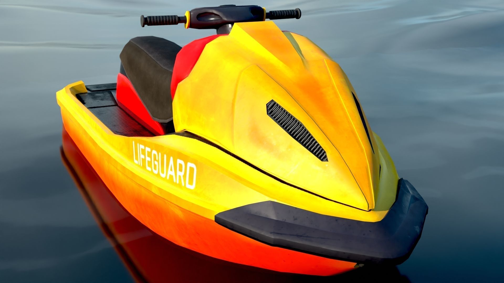 Rescue Jet Ski Water scooter Aquabike Hydrocycle Jet boat  Low-poly 3D model_2