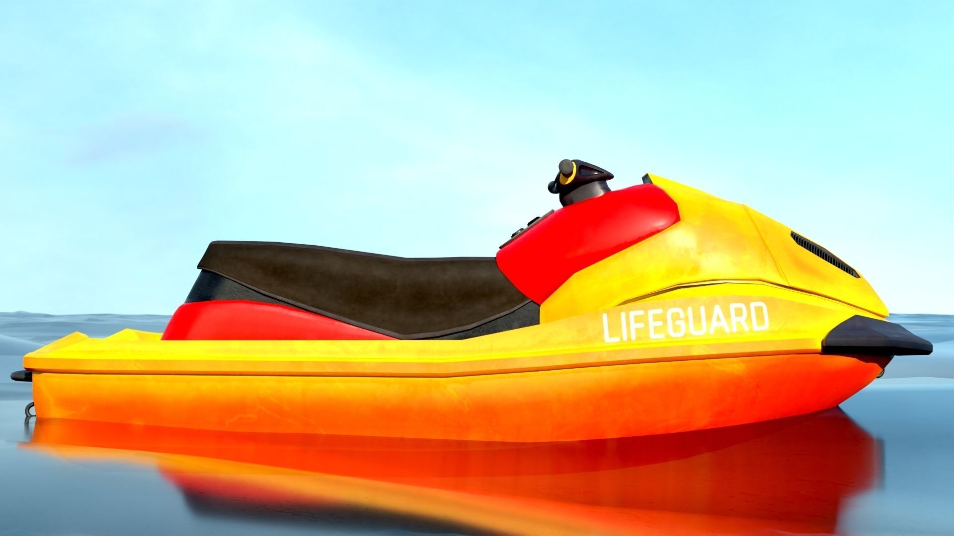 Rescue Jet Ski Water scooter Aquabike Hydrocycle Jet boat  Low-poly 3D model_4