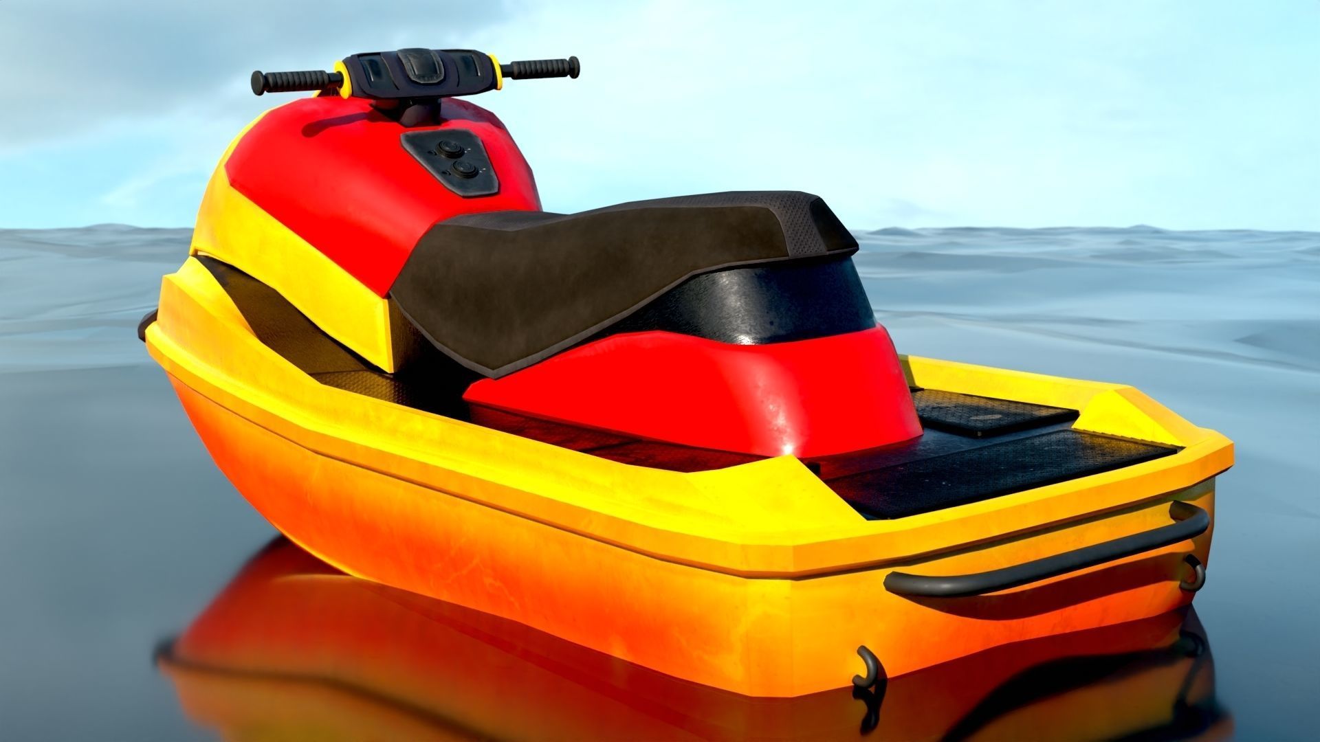 Rescue Jet Ski Water scooter Aquabike Hydrocycle Jet boat  Low-poly 3D model_7
