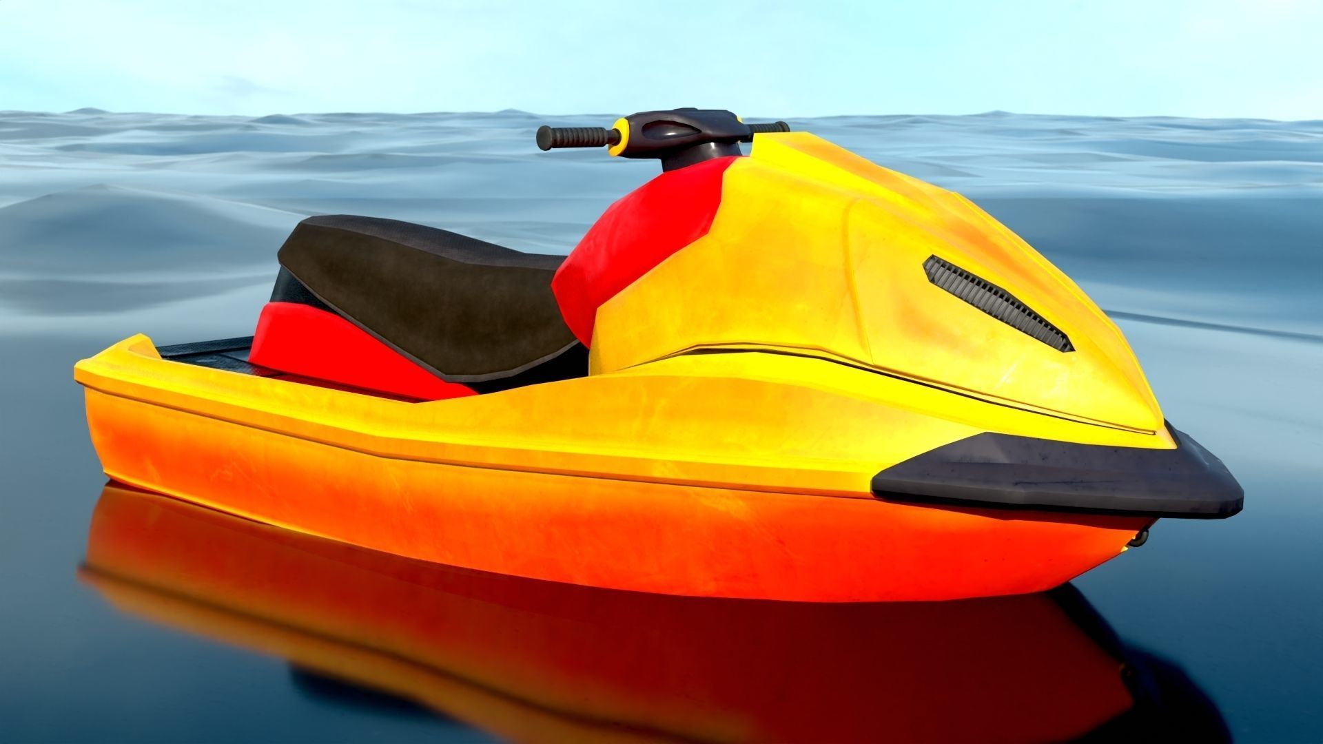Rescue Jet Ski Water scooter Aquabike Hydrocycle Jet boat  Low-poly 3D model_6