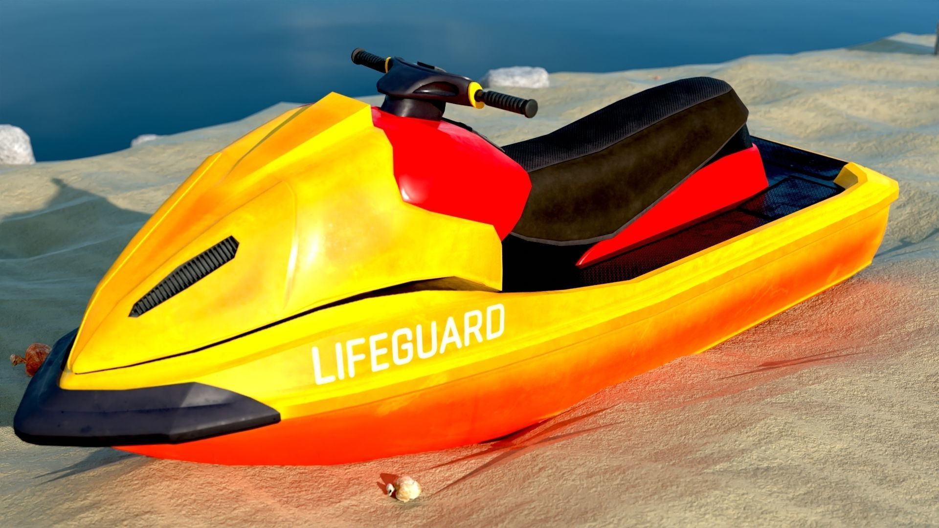 Rescue Jet Ski Water scooter Aquabike Hydrocycle Jet boat  Low-poly 3D model_1