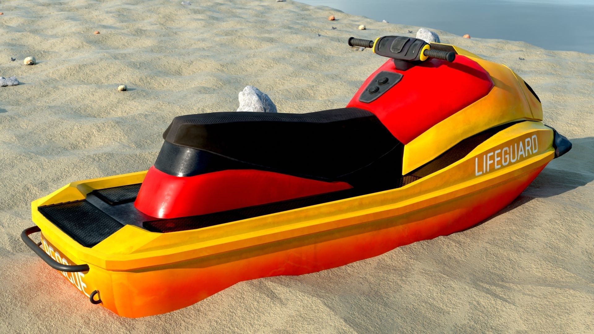Rescue Jet Ski Water scooter Aquabike Hydrocycle Jet boat  Low-poly 3D model_3