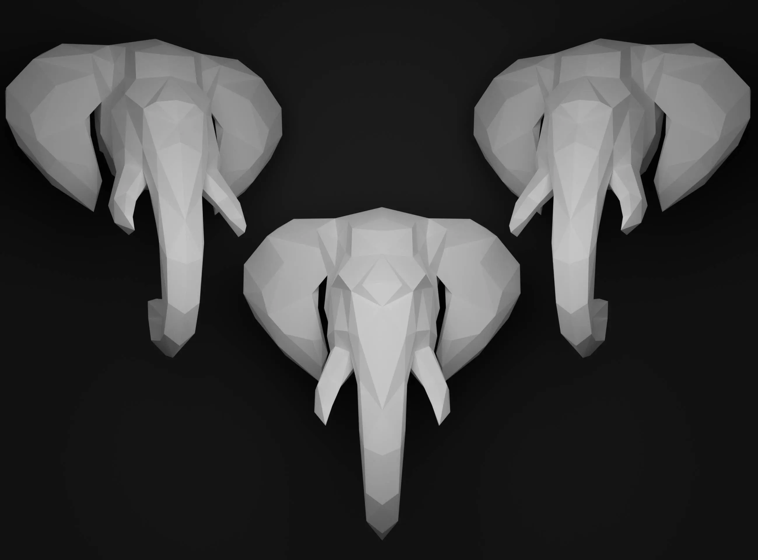 Elephant head 3D print model_0