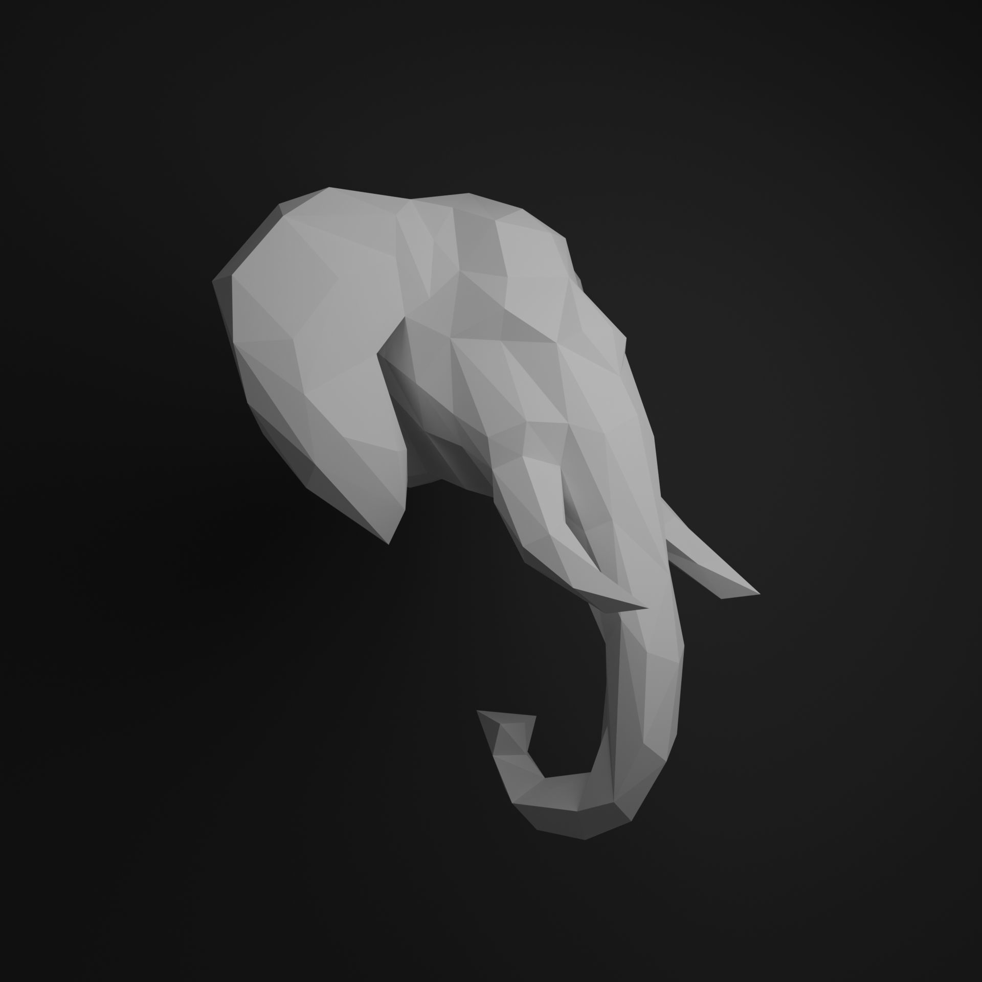 Elephant head 3D print model_3