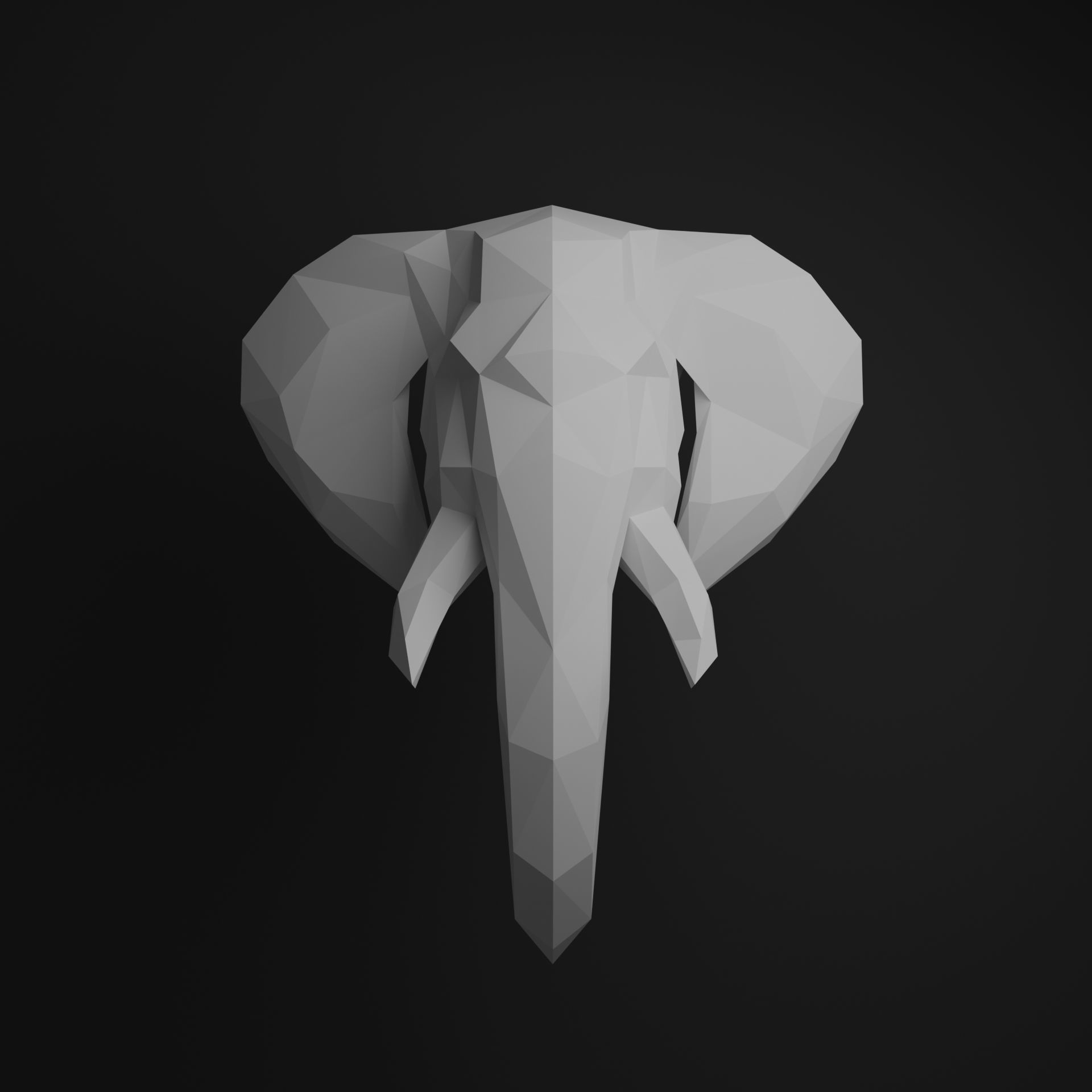 Elephant head 3D print model_10