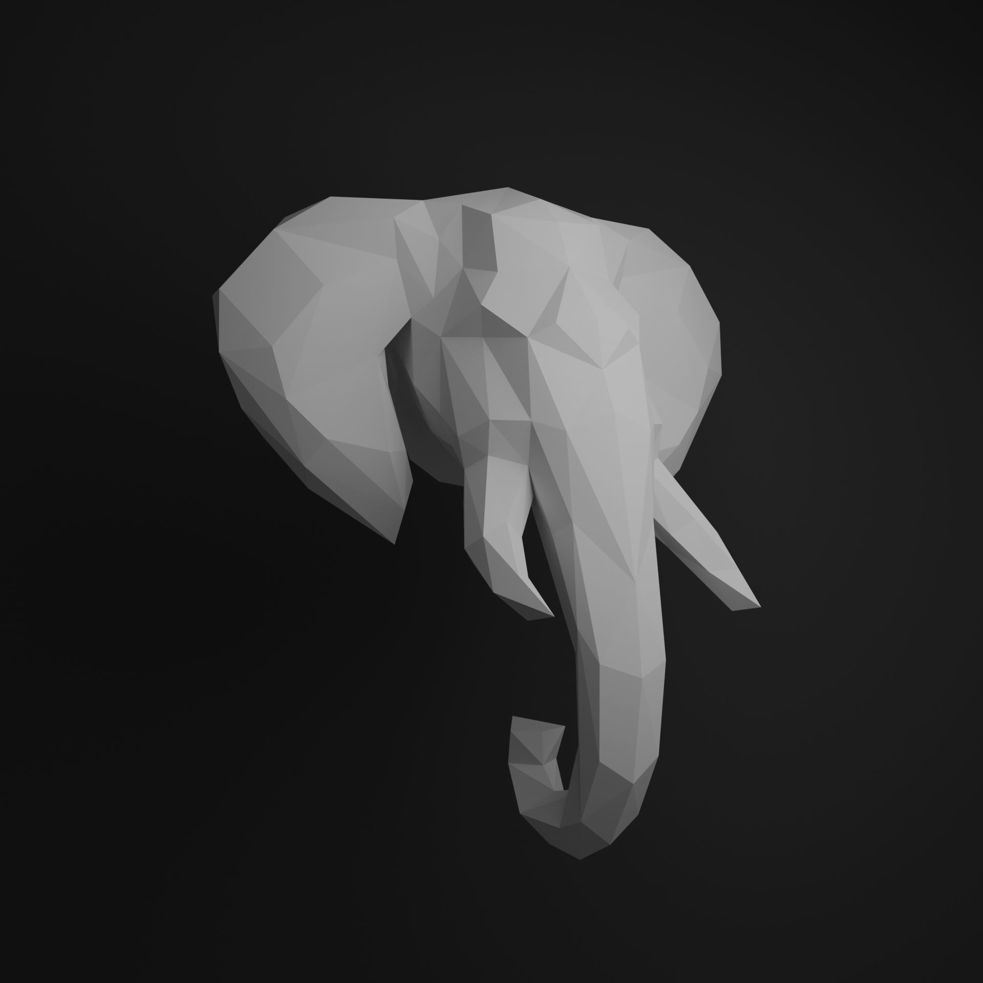 Elephant head 3D print model_11
