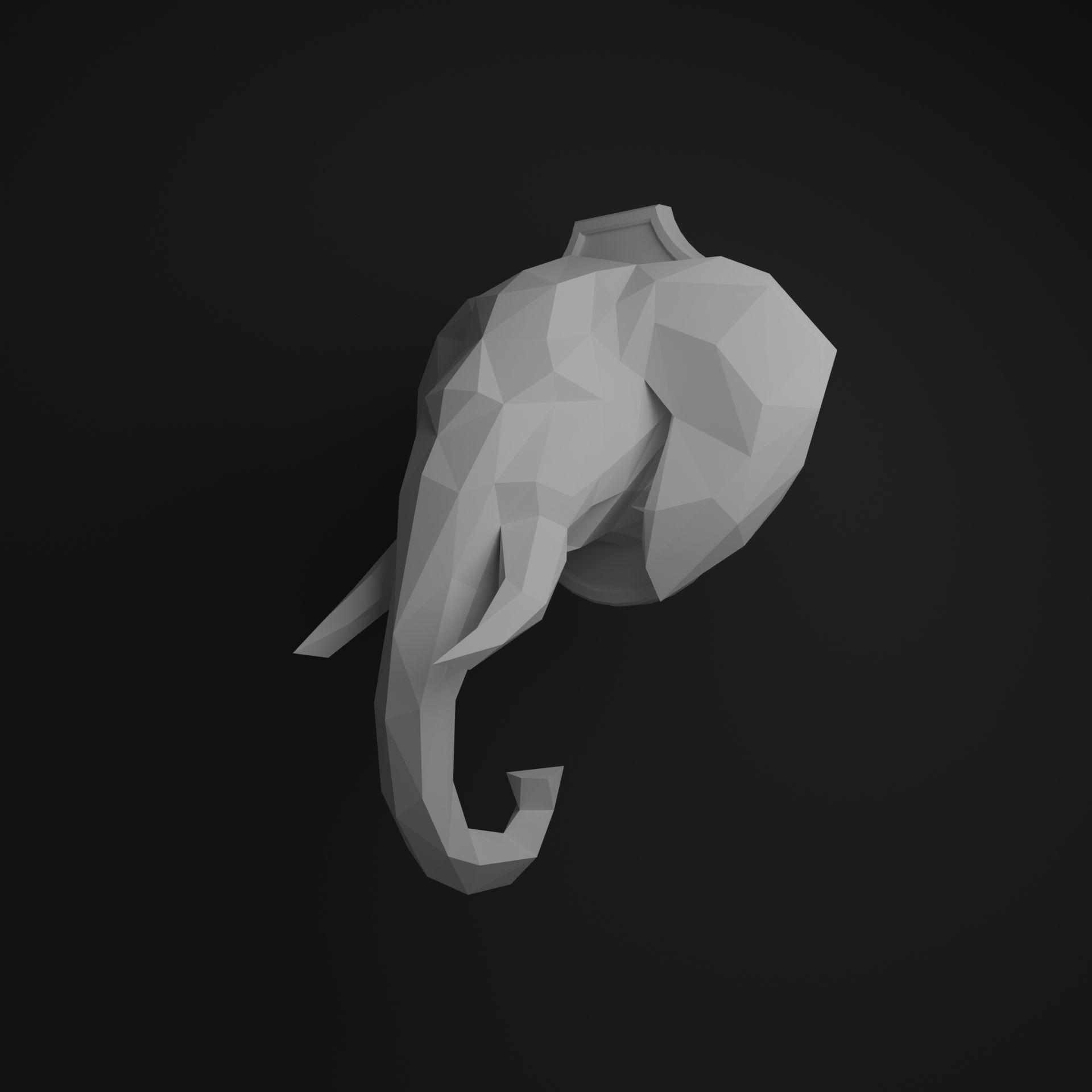 Elephant head 3D print model_8