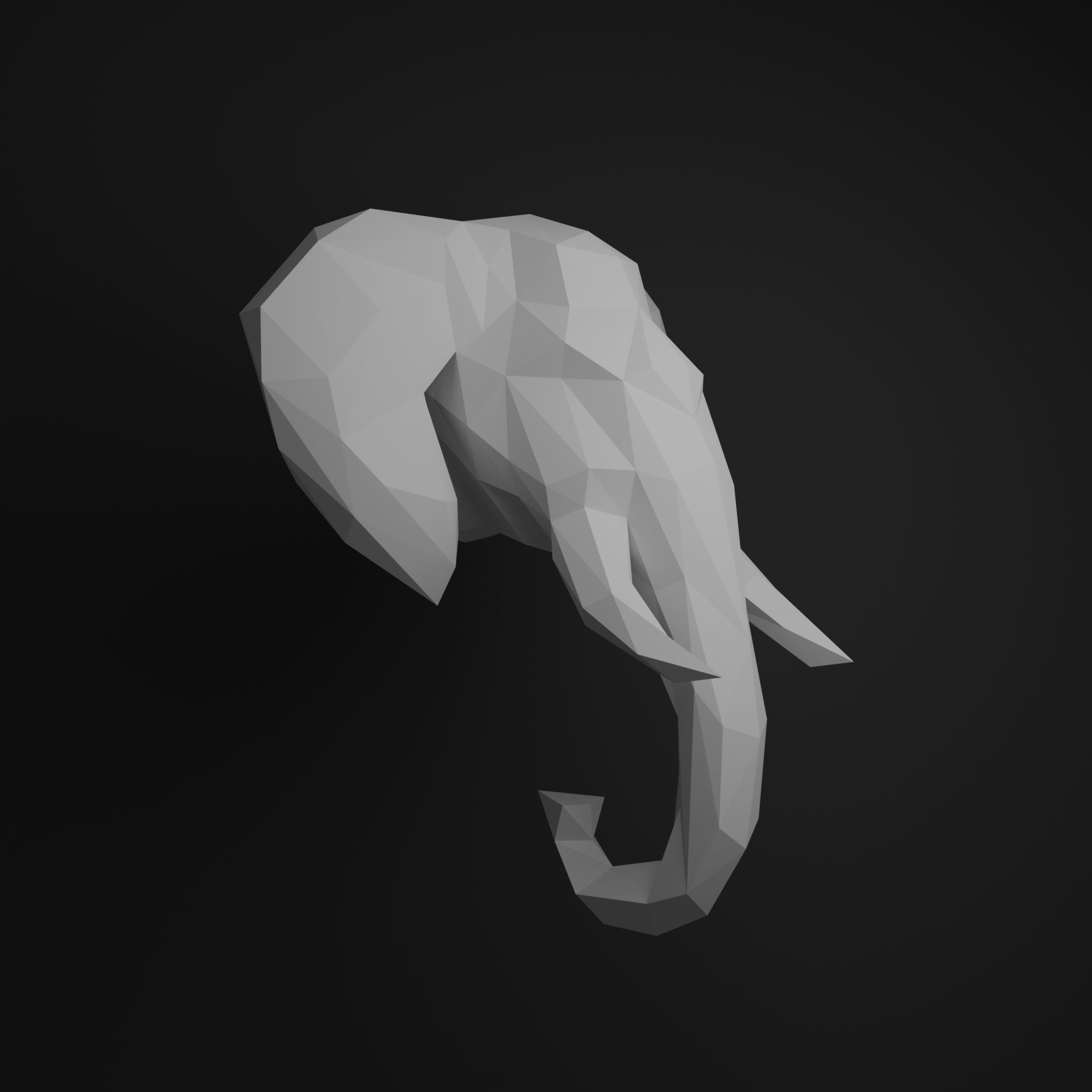 Elephant head 3D print model_12
