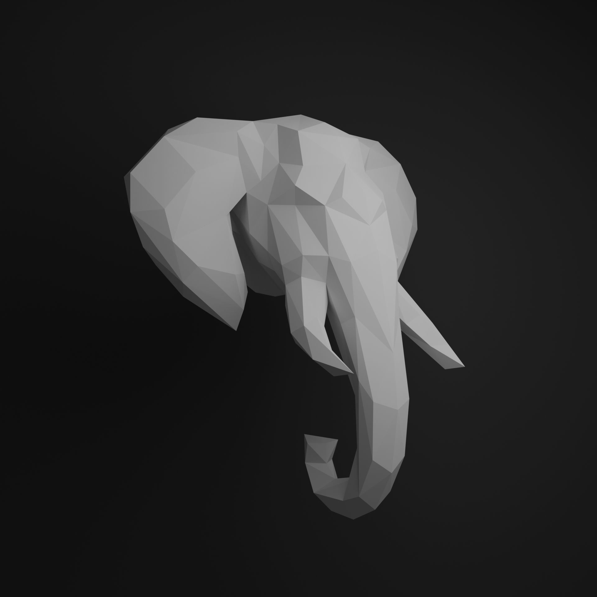 Elephant head 3D print model_4