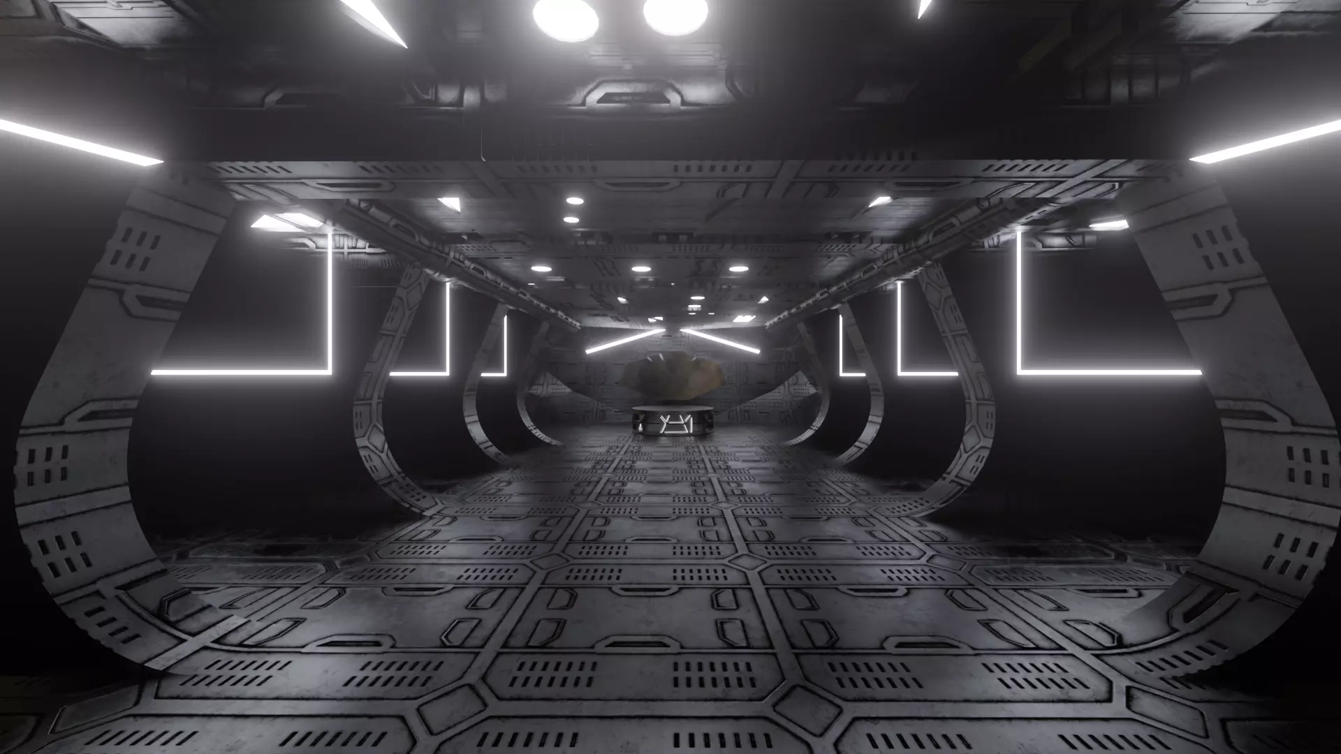 Sci fi VR gallery Low-poly 3D model