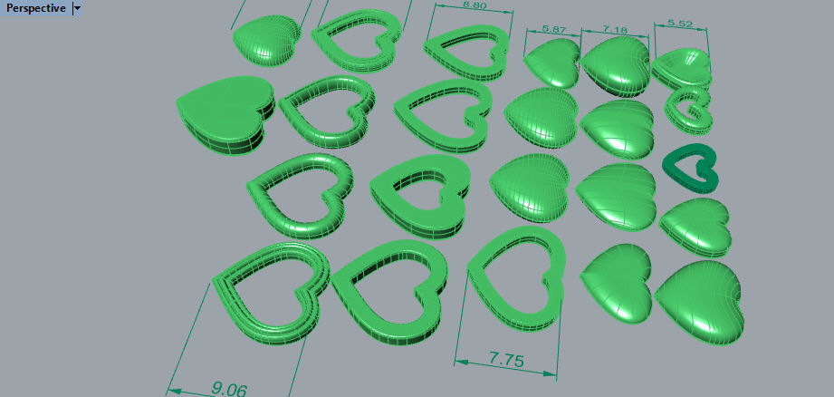 Various Assorted Heart 3D models findings jewelry 3D print model_17