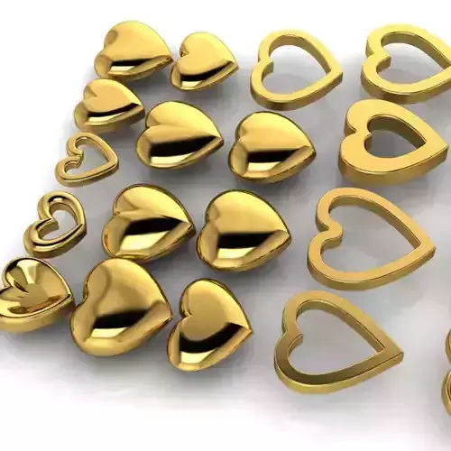 Various Assorted Heart 3D models findings jewelry 3D print model
