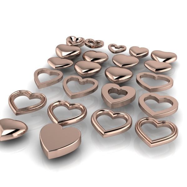 Various Assorted Heart 3D models findings jewelry 3D print model_10