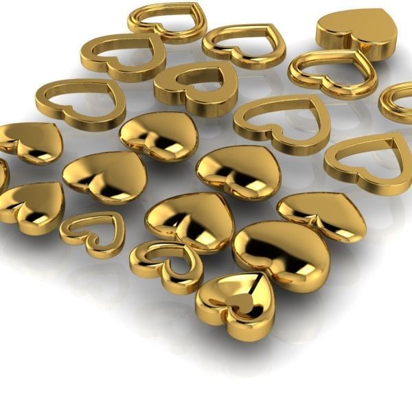 Various Assorted Heart 3D models findings jewelry 3D print model_5