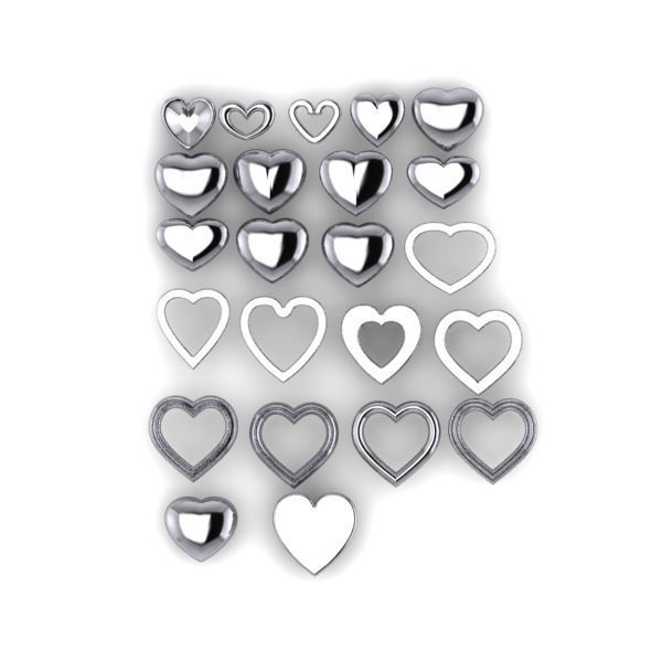 Various Assorted Heart 3D models findings jewelry 3D print model_6