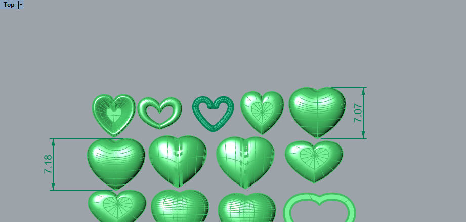 Various Assorted Heart 3D models findings jewelry 3D print model_19