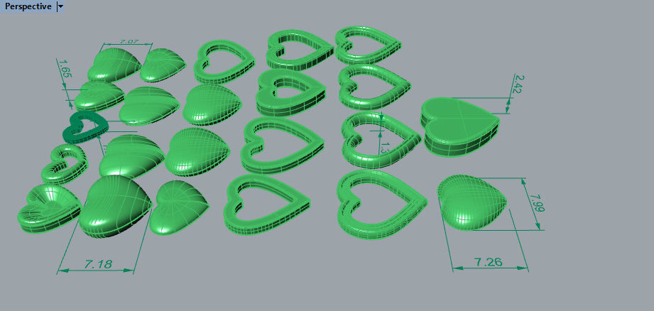 Various Assorted Heart 3D models findings jewelry 3D print model_23