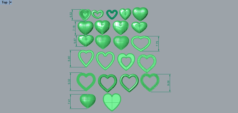 Various Assorted Heart 3D models findings jewelry 3D print model_15