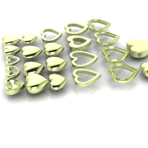 Various Assorted Heart 3D models findings jewelry 3D print model_11