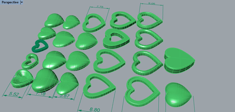 Various Assorted Heart 3D models findings jewelry 3D print model_16