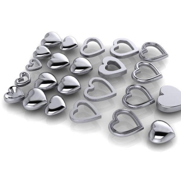 Various Assorted Heart 3D models findings jewelry 3D print model_4