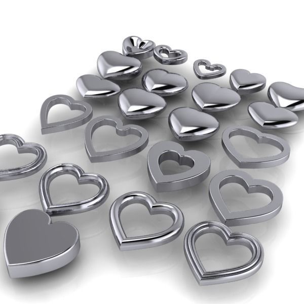 Various Assorted Heart 3D models findings jewelry 3D print model_2