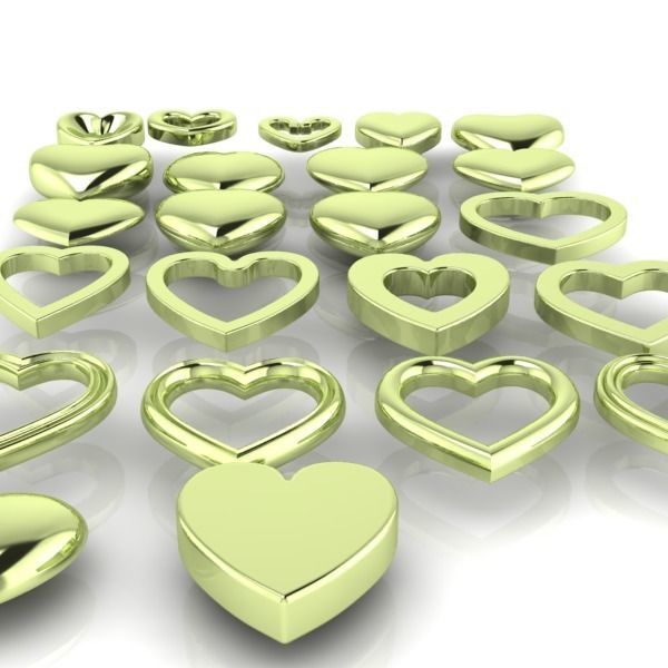 Various Assorted Heart 3D models findings jewelry 3D print model_12